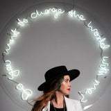Do You Want To Change The World With Me. Neon Installation at Sloane Square, Kensington and Chelsea Art week