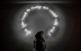Do You Want To Change The World With Me. Neon Installation at Sloane Square, Kensington and Chelsea Art week